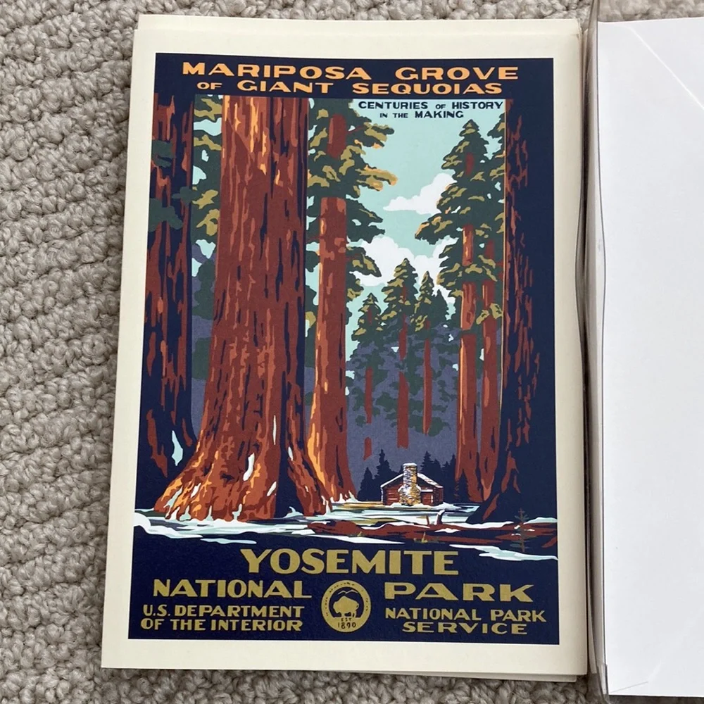 Yosemite National Park Stationery Pack of 8 Mariposa Grove Sequoias Cards NIB